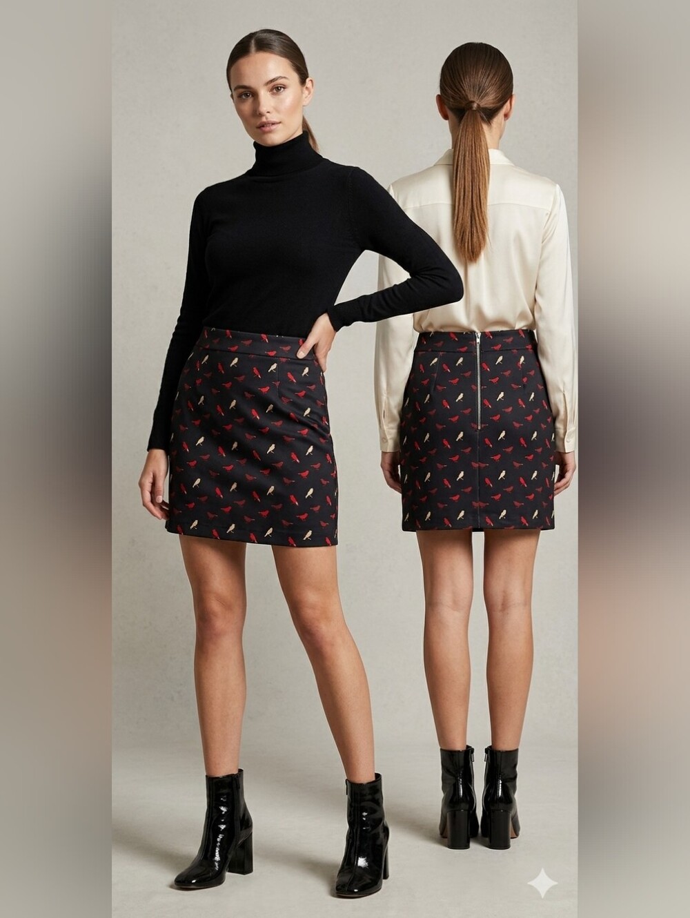 Vivienne Vivienne Tam Bird Print Mini Pencil Skirt SZ 2 Streetwear Whimsical
